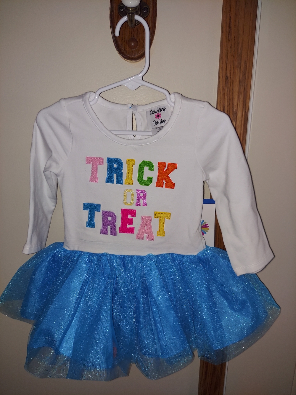 Counting Daisies White 'Trick or Treat' Blue Tutu Halloween Dress for Kids